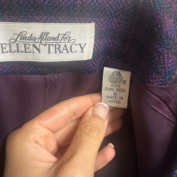 Linda Allard for Ellen Tracy Pure Wool Plaid Jacket – Vintage Size 6 - Picture 4 of 7